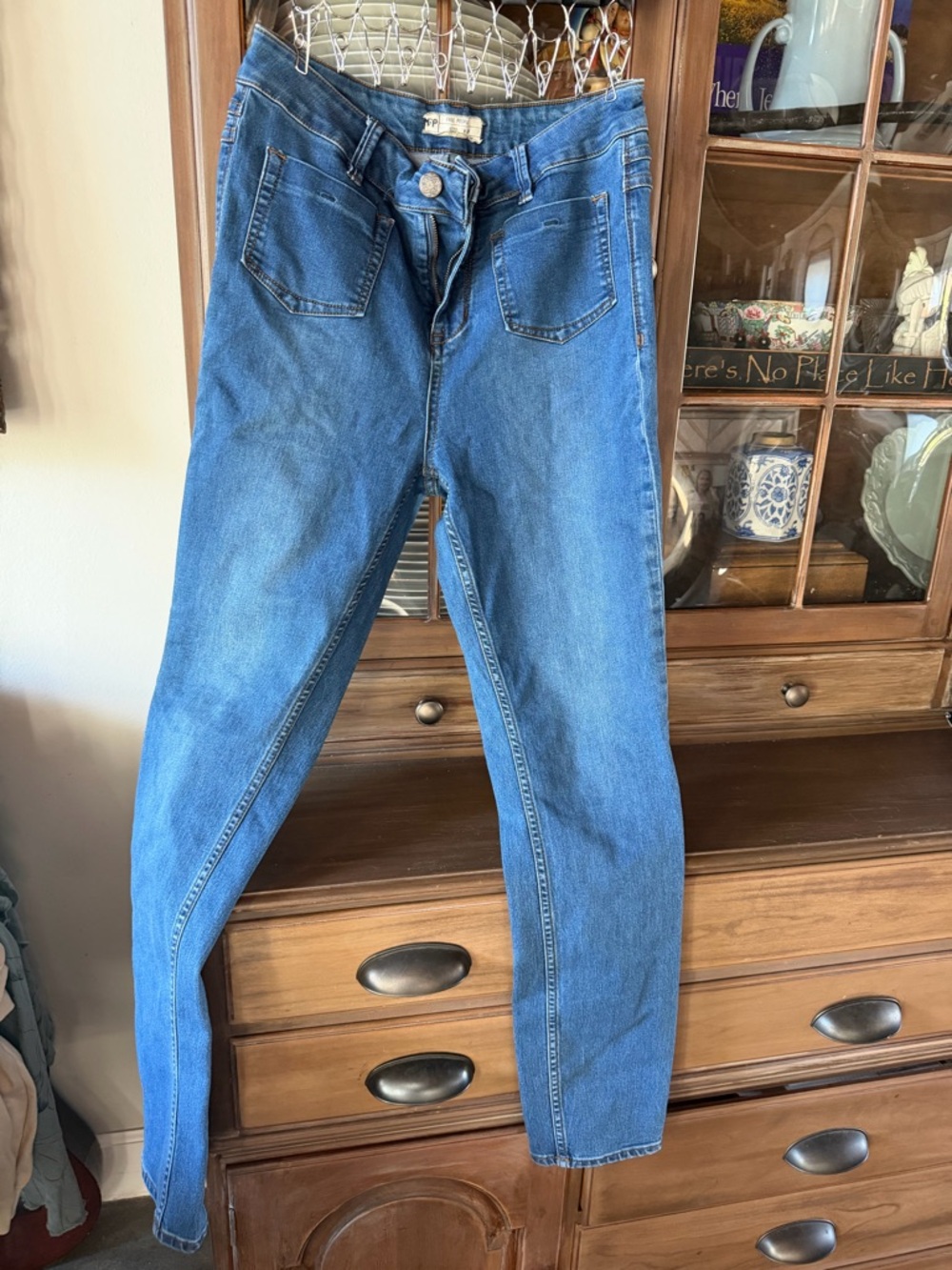 Free People Medium Blue High-Waist Denim Jeans
